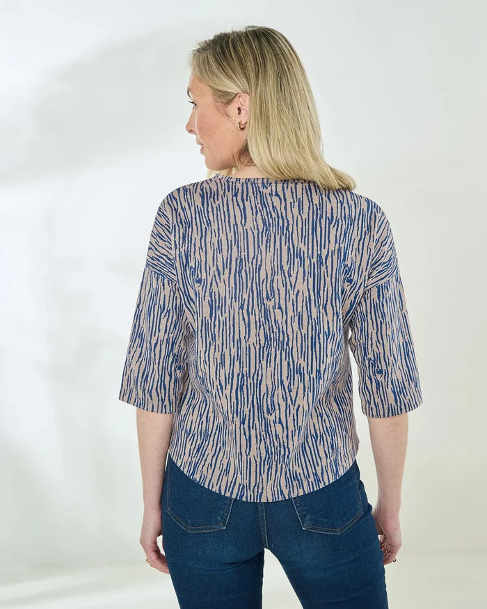 Patterned Crew Neck Dolman Sleeve Top - Cecelia