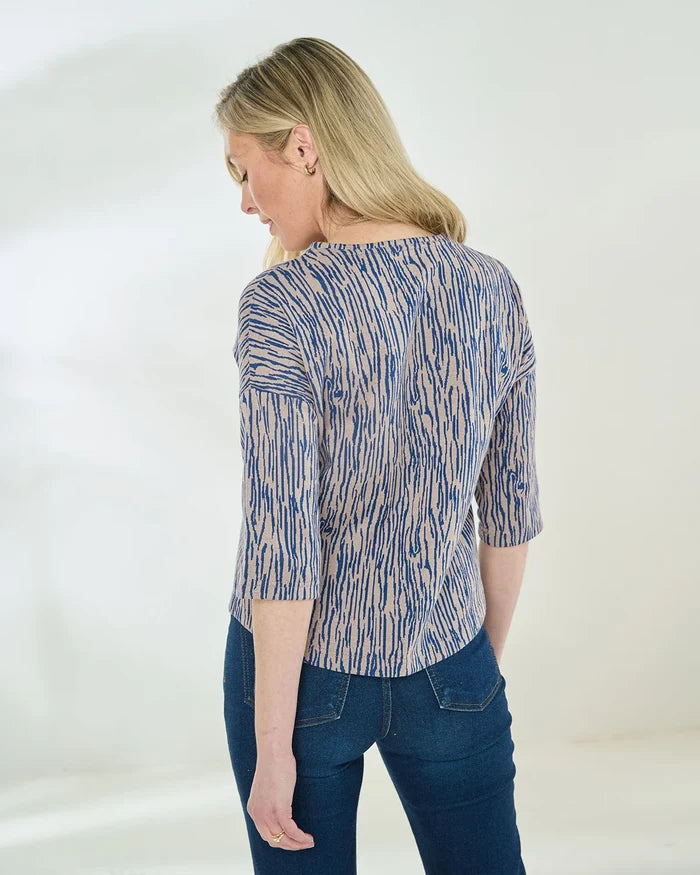 Patterned Crew Neck Dolman Sleeve Top - Cecelia