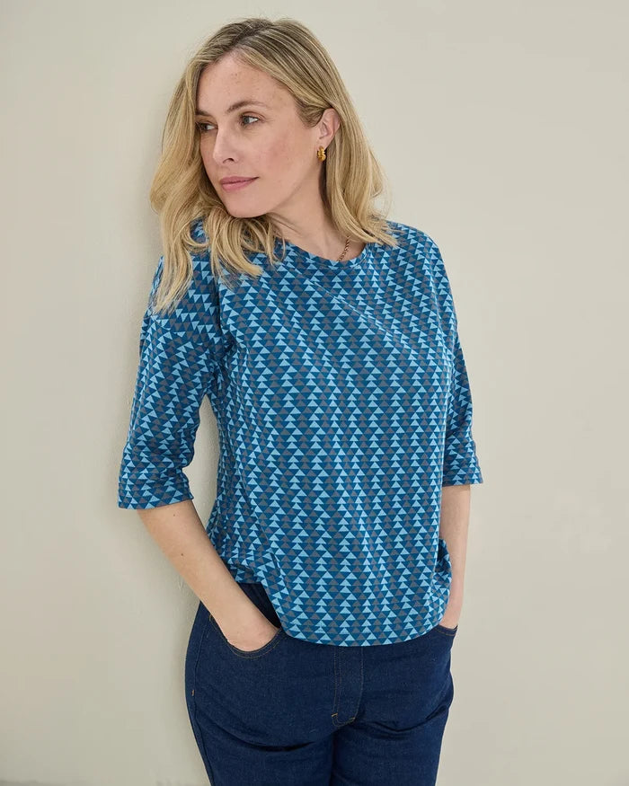 Patterned Crew Neck Dolman Sleeve Top - Glenda