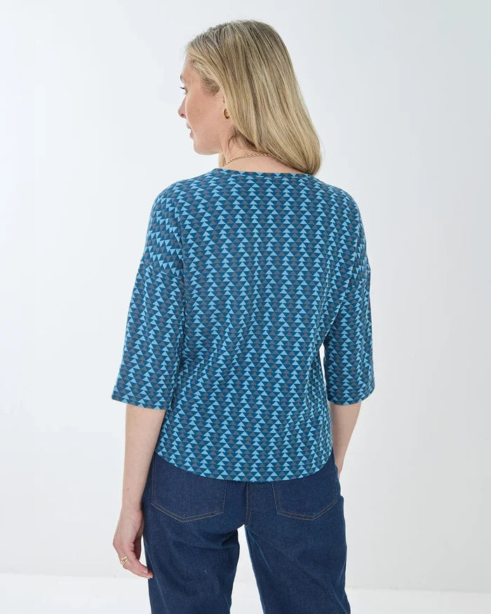 Patterned Crew Neck Dolman Sleeve Top - Glenda
