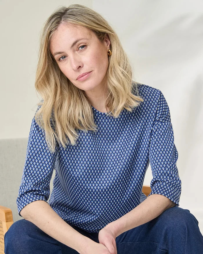 Patterned Crew Neck Dolman Sleeve Top - Renee