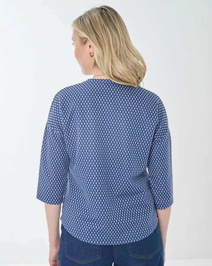 Patterned Crew Neck Dolman Sleeve Top - Renee