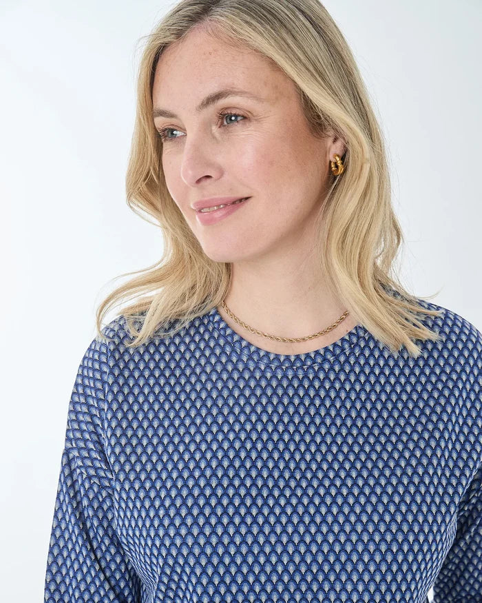 Patterned Crew Neck Dolman Sleeve Top - Renee