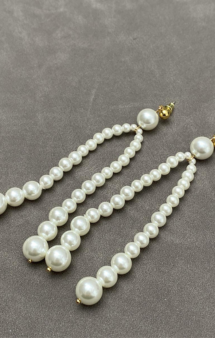 Pearl Tassle Earrings ~ Pearl