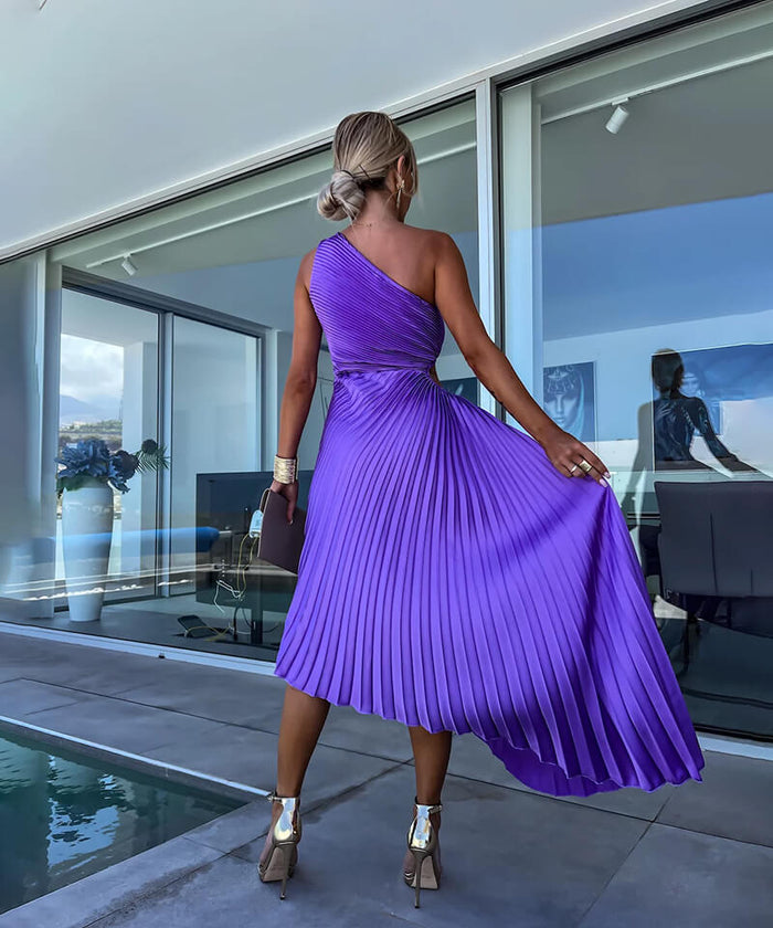 Peony | Women's Wedding Guest One Shoulder Asymmetric Midi Dress Evening