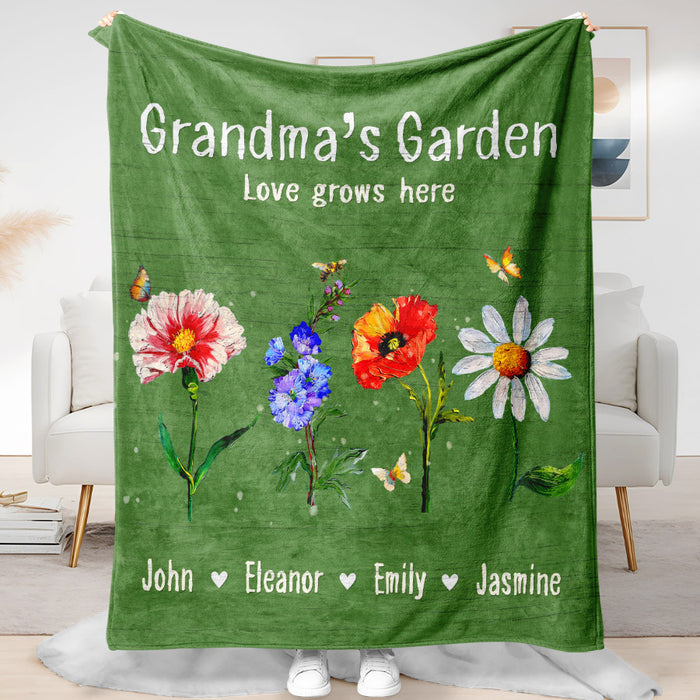 Personalized Blankets for Grandma | Custom Grandma’s Garden Blanket