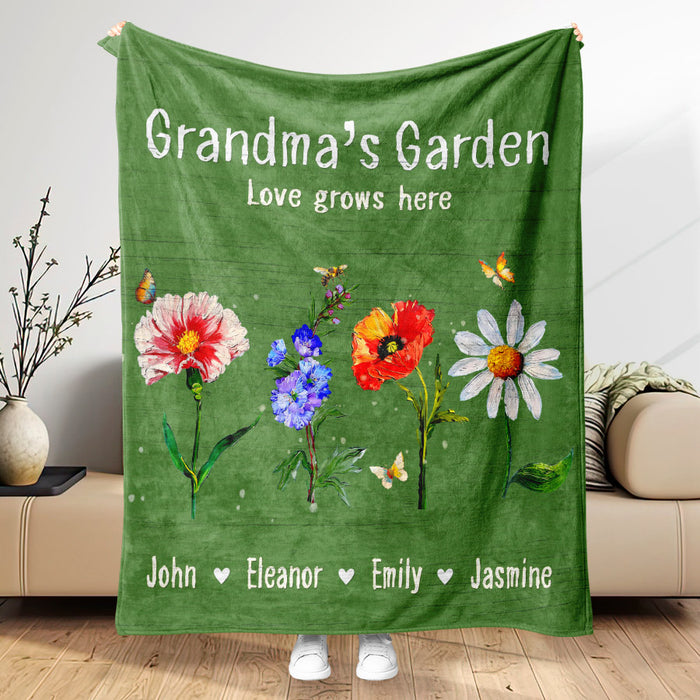 Personalized Blankets for Grandma | Custom Grandma’s Garden Blanket