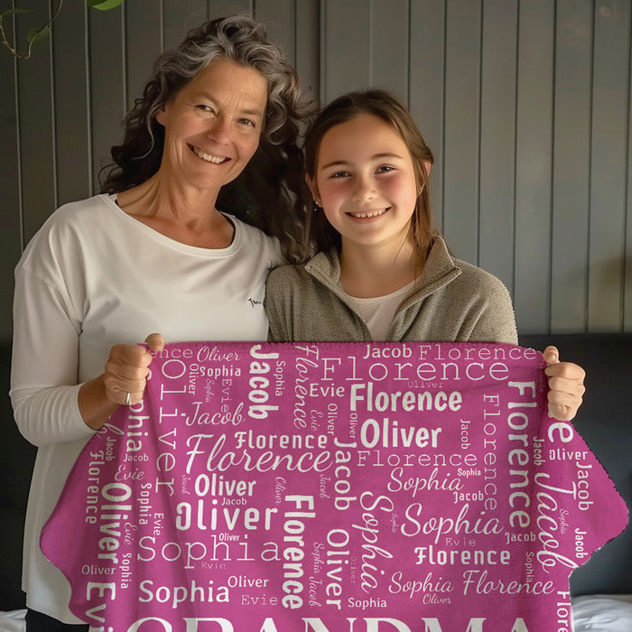 Personalized Gifts for Grandma From Grandkids | Grandma Blanket With Grandkids Names