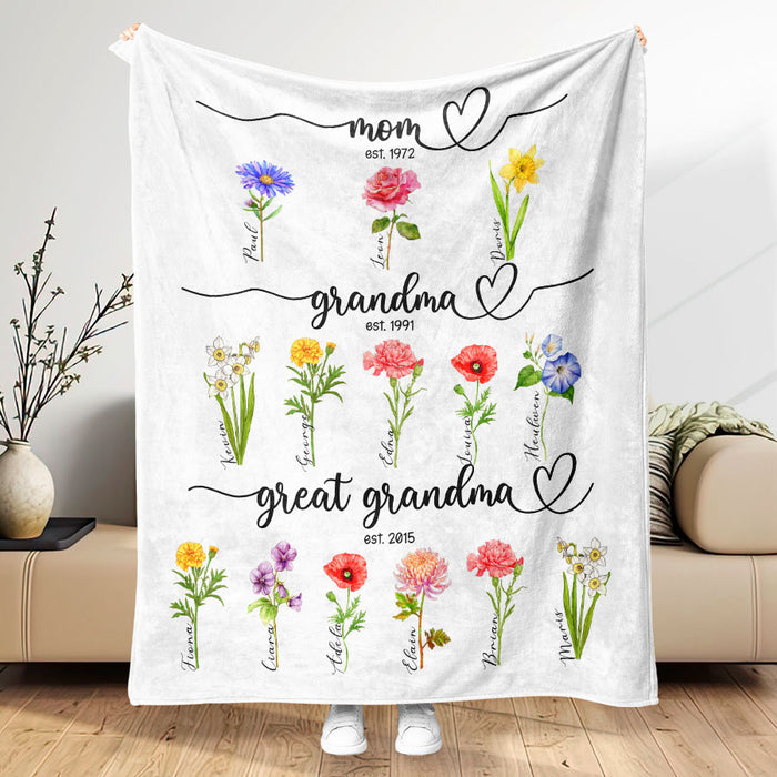 Personalized Gifts for Grandma | Mothers Day Great Grandma Blanket