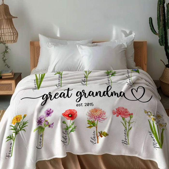 Personalized Gifts for Grandma | Mothers Day Great Grandma Blanket