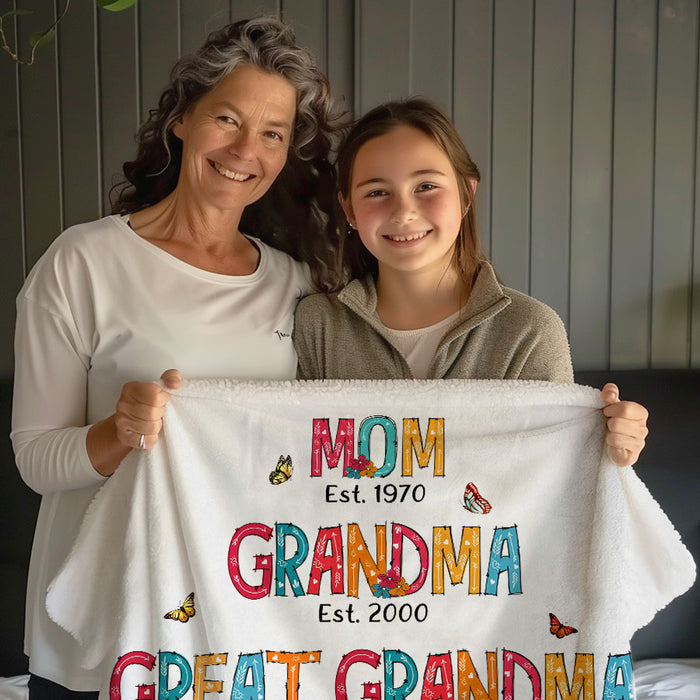 Personalized Gifts From Grandkids | Mom Great Grandma Blanket for Mothers Day