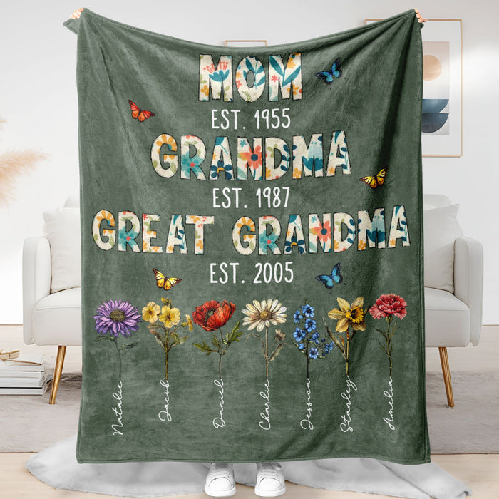 Personalized Grandma Gifts With Names | Great Blanket for Mothers Day