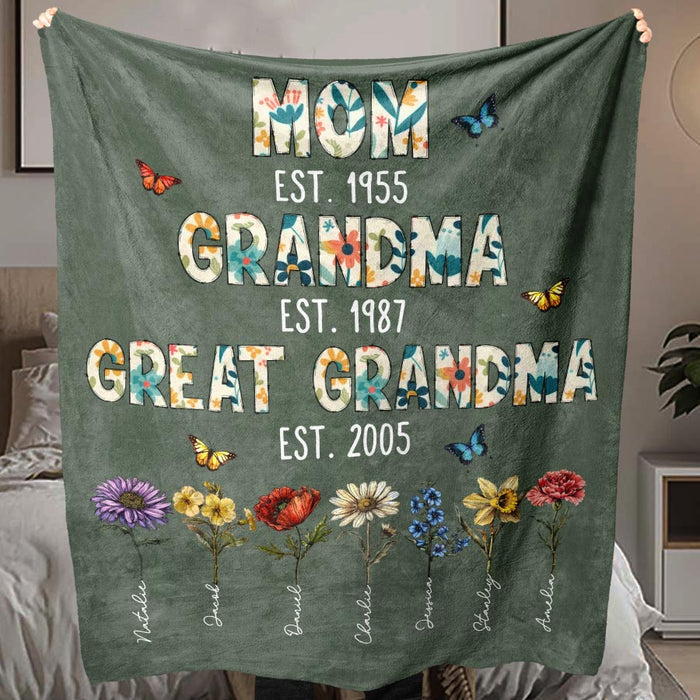Personalized Grandma Gifts With Names | Great Blanket for Mothers Day