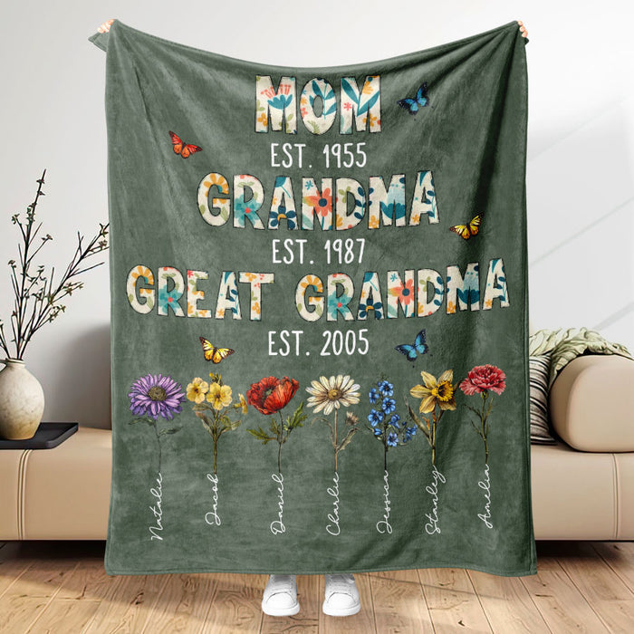 Personalized Grandma Gifts With Names | Great Blanket for Mothers Day