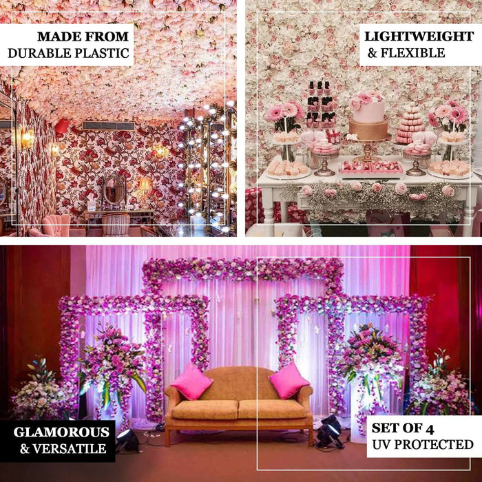 Set of 4 floral backdrops made from durable plastic, lightweight and UV protected.