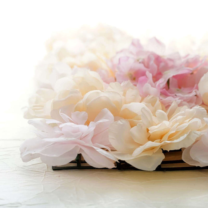 Soft pastel artificial flowers in a decorative arrangement.