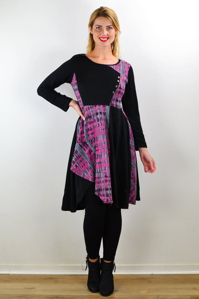 Pink and grey abstract print tunic dress by Hourglass featuring a relaxed fit and stylish design.