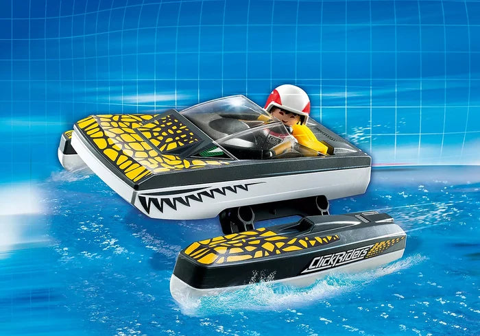 Playmobil 5161 Click & Go Croc Speedboat with Instructions and Open Box