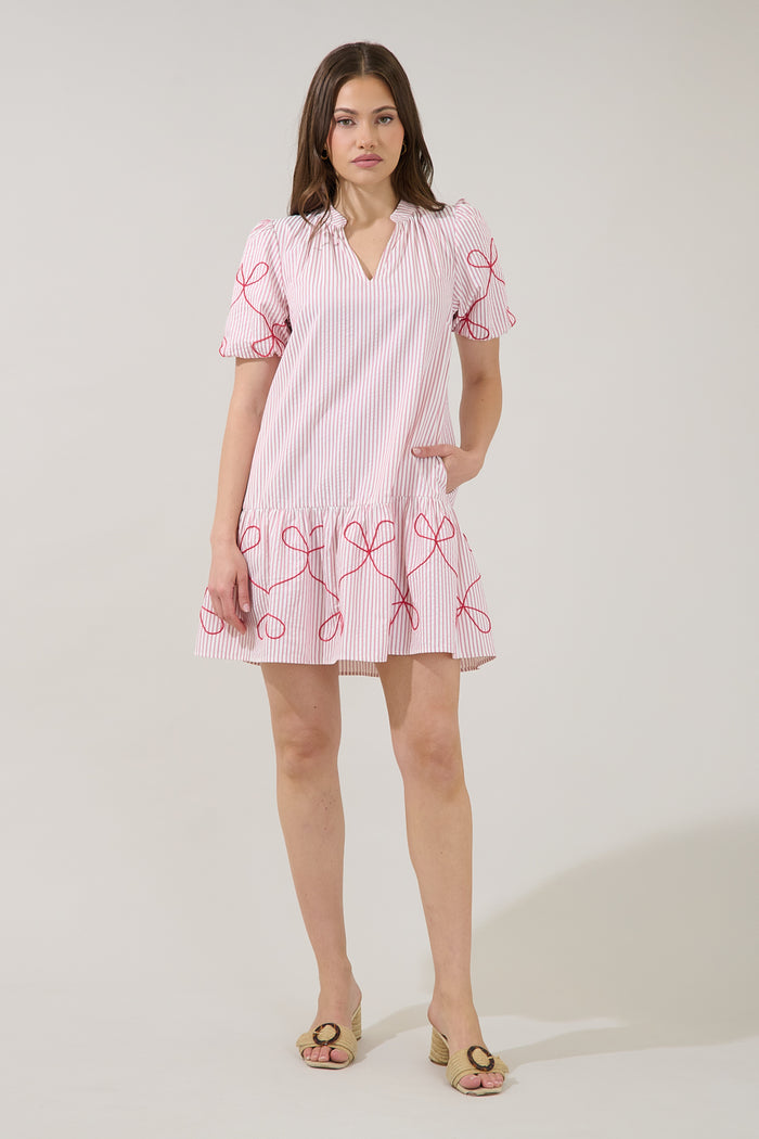 Pollie Embroidered Shift Mini Dress