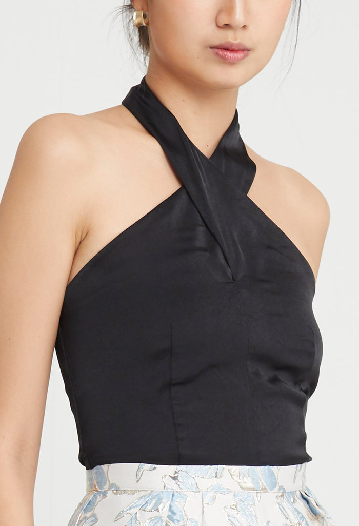 Posh Satin Criss-cross Top