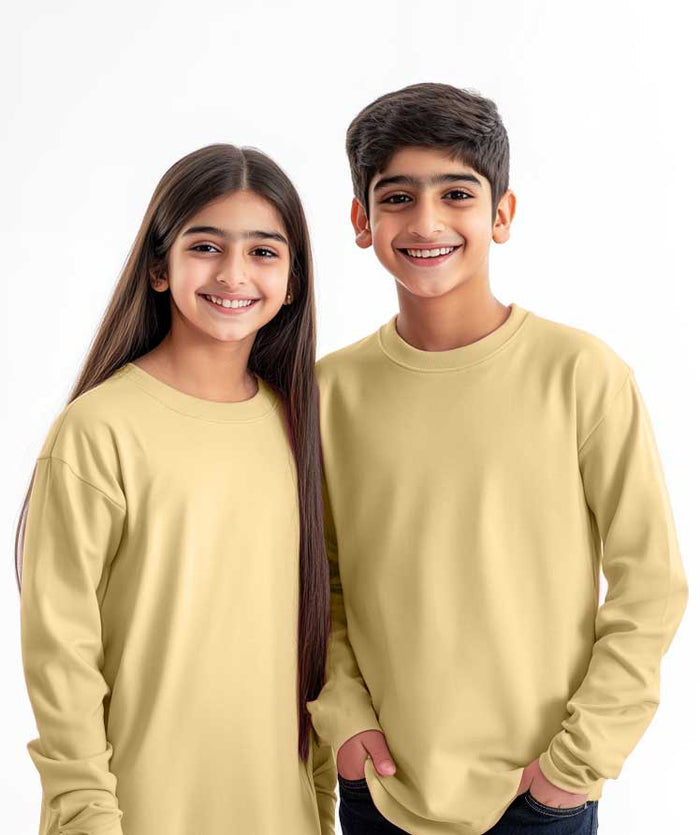 Girls’ Plain Round Neck Top (Beige ) - Hinz Clothing