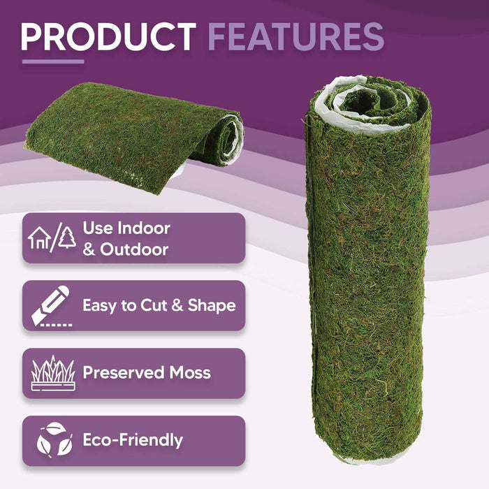 Moss roll for indoor and outdoor use, easy to cut, eco-friendly, and preserved.