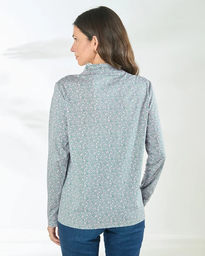 Printed Long Sleeved Cotton Turtle Neck Top - Natalie
