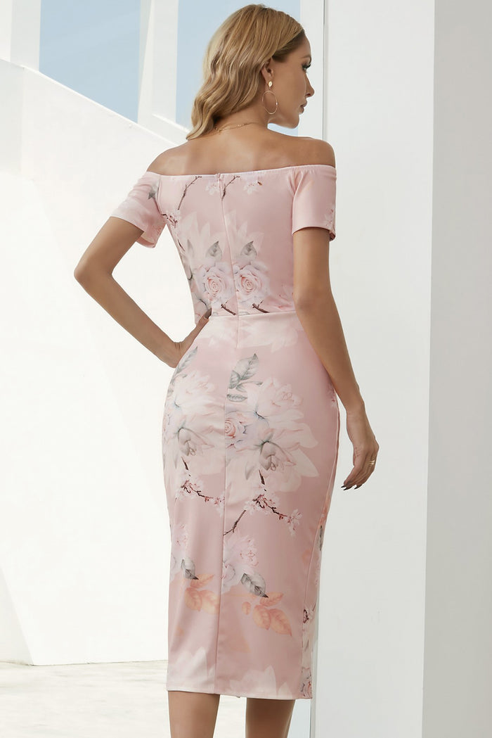 Printed Off-Shoulder Split Dress - Madikfashions.com