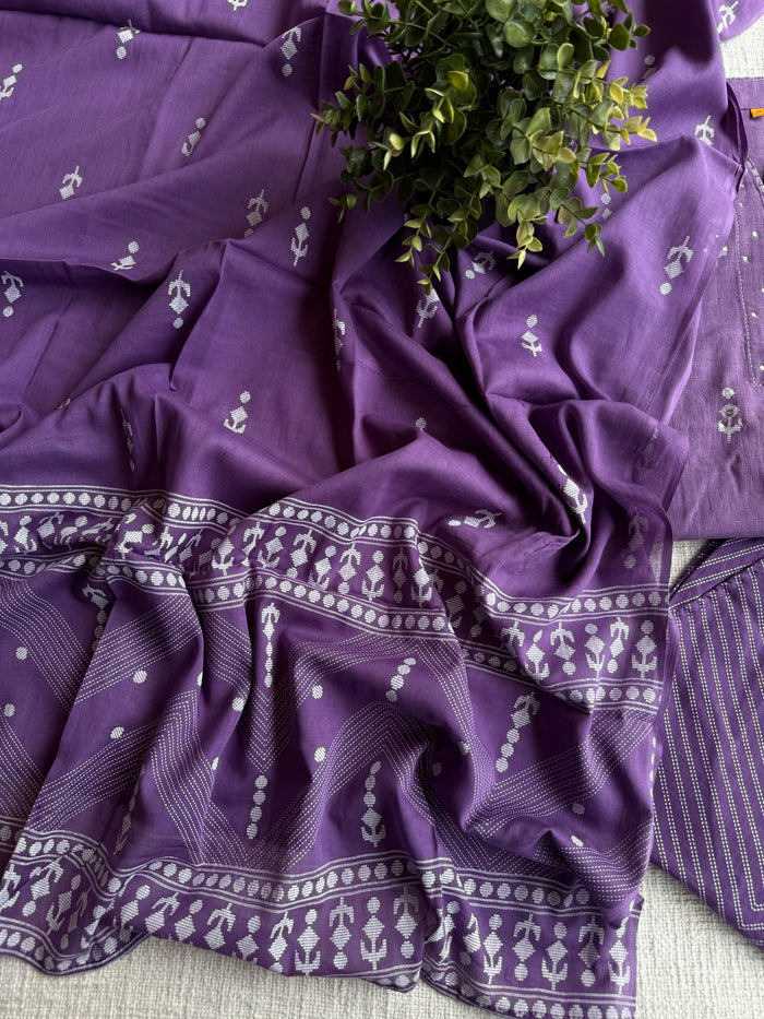 Purple pure cotton Ready suit set