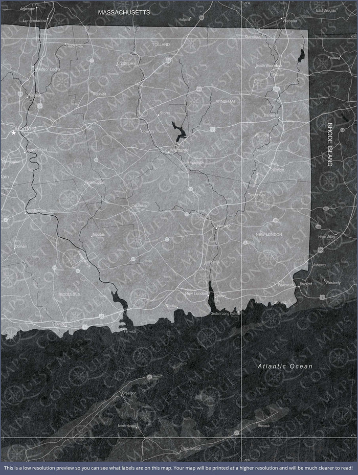 Push Pin Connecticut Map (Pin Board) - Modern Slate CM Pin Board
