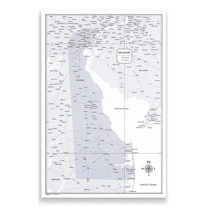 Push Pin Delaware Map (Pin Board) - Light Gray Color Splash CM Pin Board