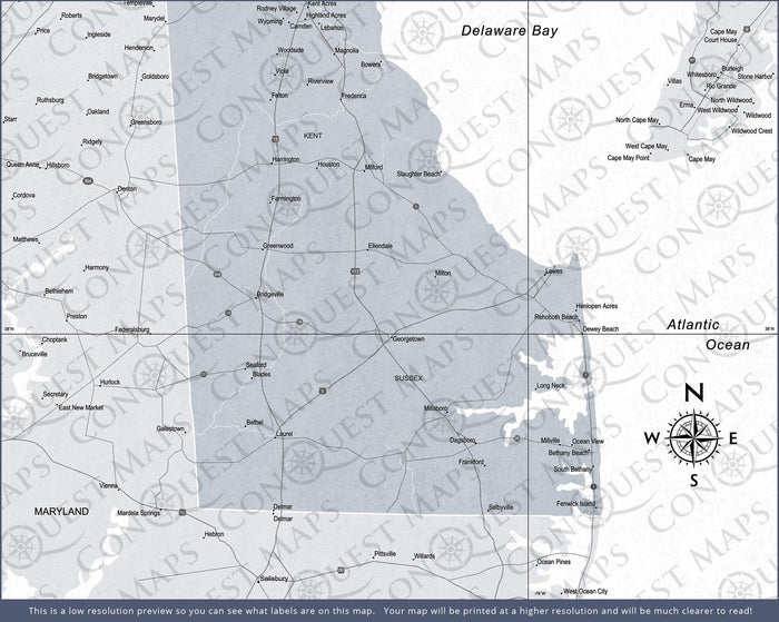 Push Pin Delaware Map (Pin Board) - Light Gray Color Splash CM Pin Board