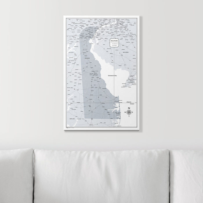 Push Pin Delaware Map (Pin Board) - Light Gray Color Splash CM Pin Board