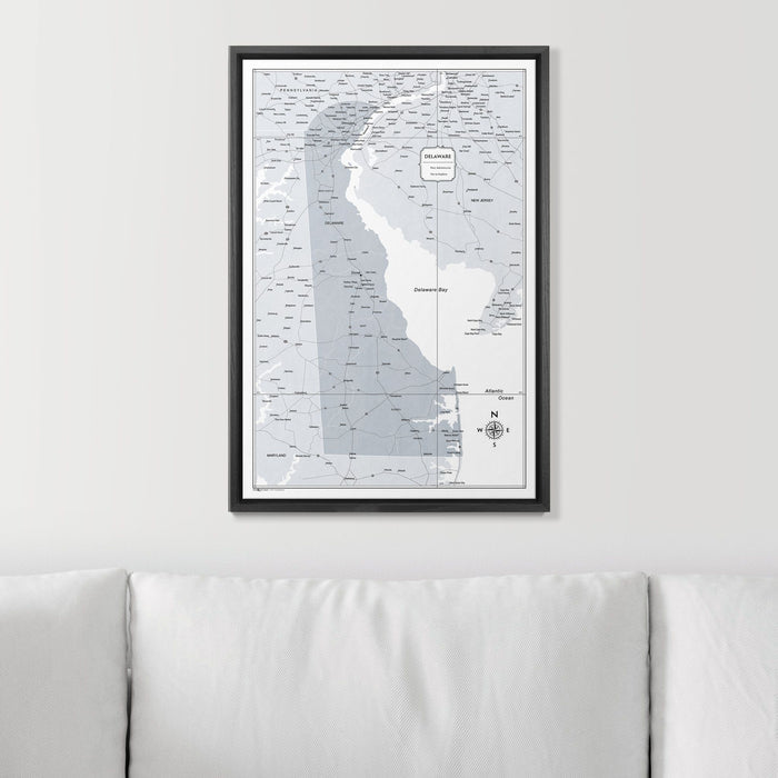 Push Pin Delaware Map (Pin Board) - Light Gray Color Splash CM Pin Board