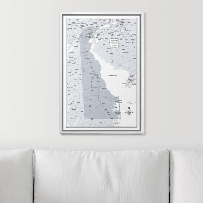 Push Pin Delaware Map (Pin Board) - Light Gray Color Splash CM Pin Board