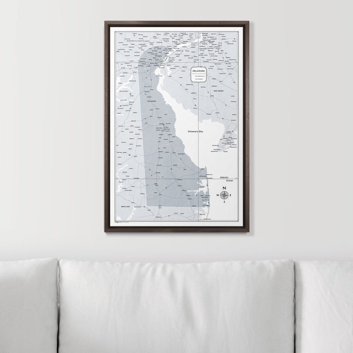 Push Pin Delaware Map (Pin Board) - Light Gray Color Splash CM Pin Board
