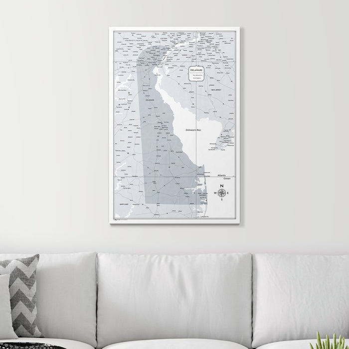 Push Pin Delaware Map (Pin Board) - Light Gray Color Splash CM Pin Board