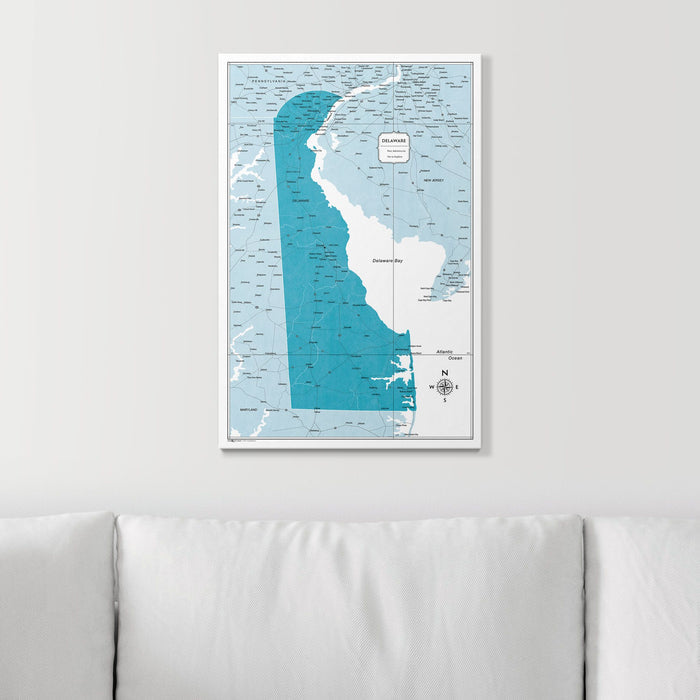 Push Pin Delaware Map (Pin Board) - Teal Color Splash CM Pin Board