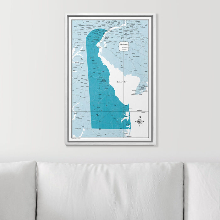 Push Pin Delaware Map (Pin Board) - Teal Color Splash CM Pin Board