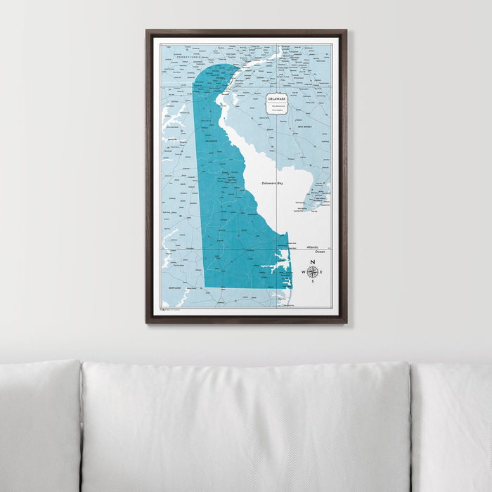 Push Pin Delaware Map (Pin Board) - Teal Color Splash CM Pin Board