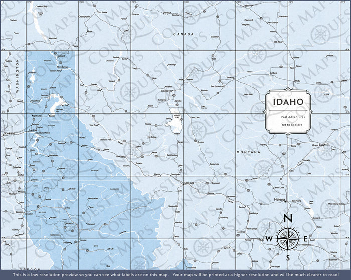 Push Pin Idaho Map (Pin Board) - Light Blue Color Splash CM Pin Board