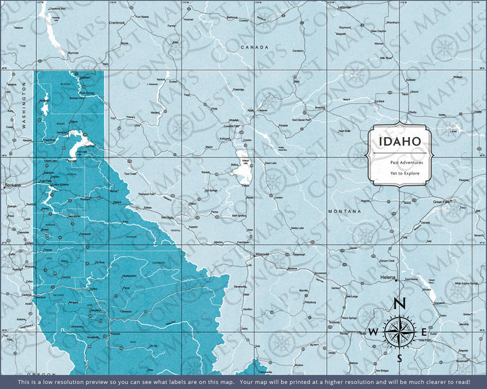 Push Pin Idaho Map (Pin Board) - Teal Color Splash CM Pin Board