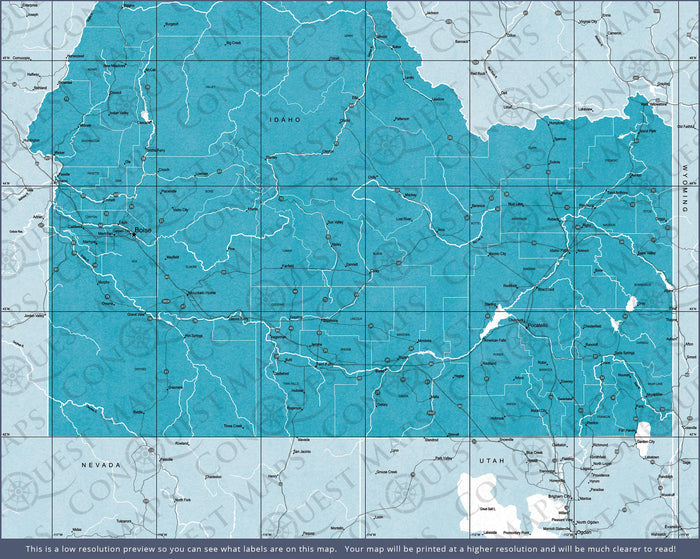 Push Pin Idaho Map (Pin Board) - Teal Color Splash CM Pin Board