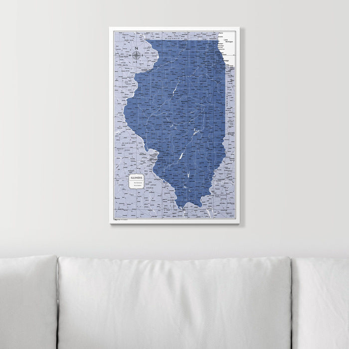 Push Pin Illinois Map (Pin Board) - Navy Color Splash CM Pin Board
