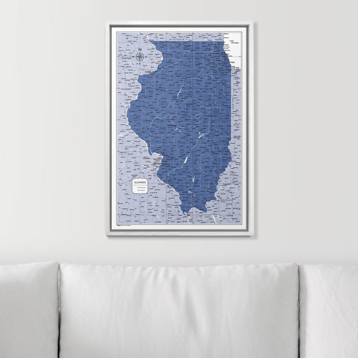 Push Pin Illinois Map (Pin Board) - Navy Color Splash CM Pin Board