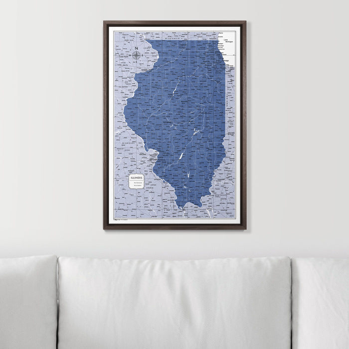 Push Pin Illinois Map (Pin Board) - Navy Color Splash CM Pin Board