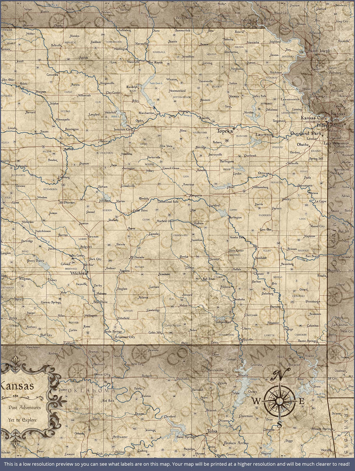 Push Pin Kansas Map (Pin Board) - Rustic Vintage CM Pin Board