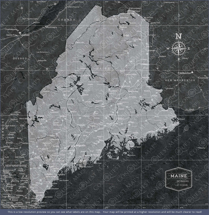 Push Pin Maine Map (Pin Board) - Modern Slate CM Pin Board
