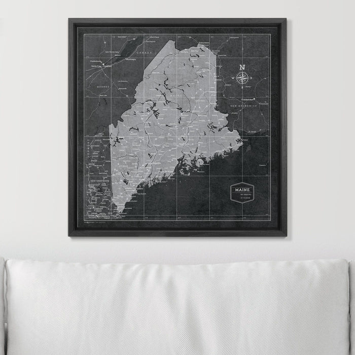 Push Pin Maine Map (Pin Board) - Modern Slate CM Pin Board
