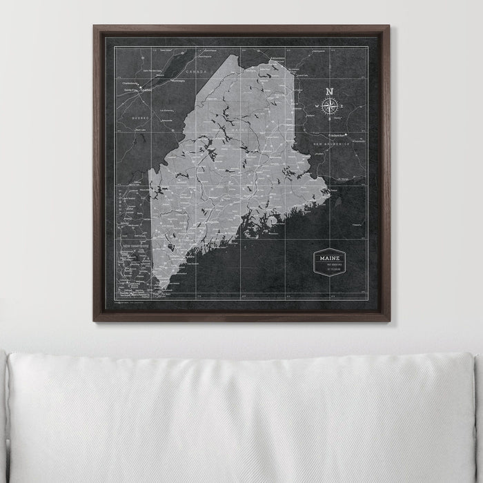 Push Pin Maine Map (Pin Board) - Modern Slate CM Pin Board